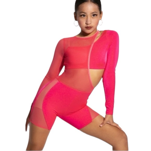 The Lineup CARLSBAD BIKETARD Barbie Pink 2 piece Dance Costume MA - Picture 1 of 8